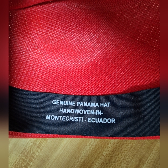 Equador Women\'s Handwoven Montecristi panama hat Red Sz 59 Unworn Condition main image 12